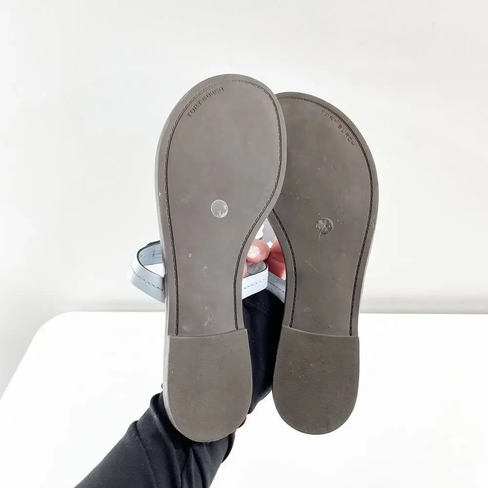 Tory Burch Miller Welt Thong Leather Sandals Pastel Blue 8.5 - Picture 4 of 8